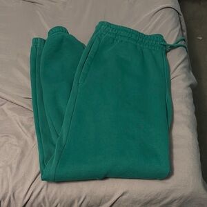 Vibrant Green Cozy Track Pants with Elastic Waistband